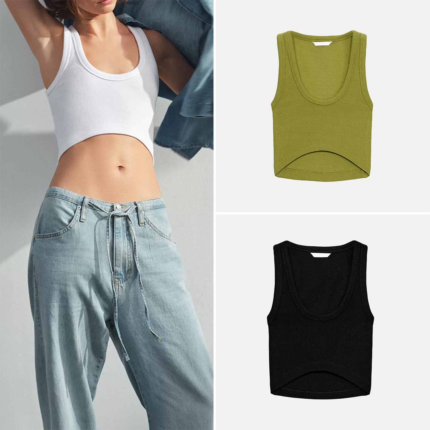 Summer Clothing Options - Modisches Ärmelloses Rundhals-Rippstrick-Kurztop Damenkleidung Mehrfarbige Optionen