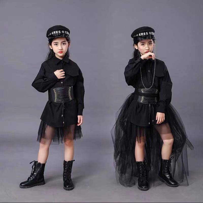 Summer Clothing Girls - Schwarzer Anzug für Kinder, Mädchen, Modell,