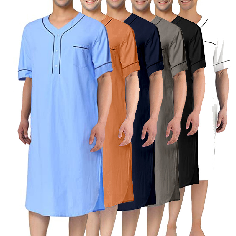 Summer Nights Clothing - Sommer Kurzarm Männer dünne Nachthemd muslimische