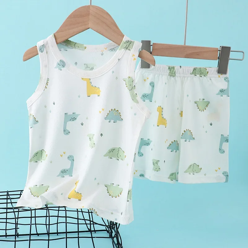 Summer Clothing Newborn - Kinder Bambus-Baumwoll-Weste-Set Sommer Dünne Ärmellose Kleidung