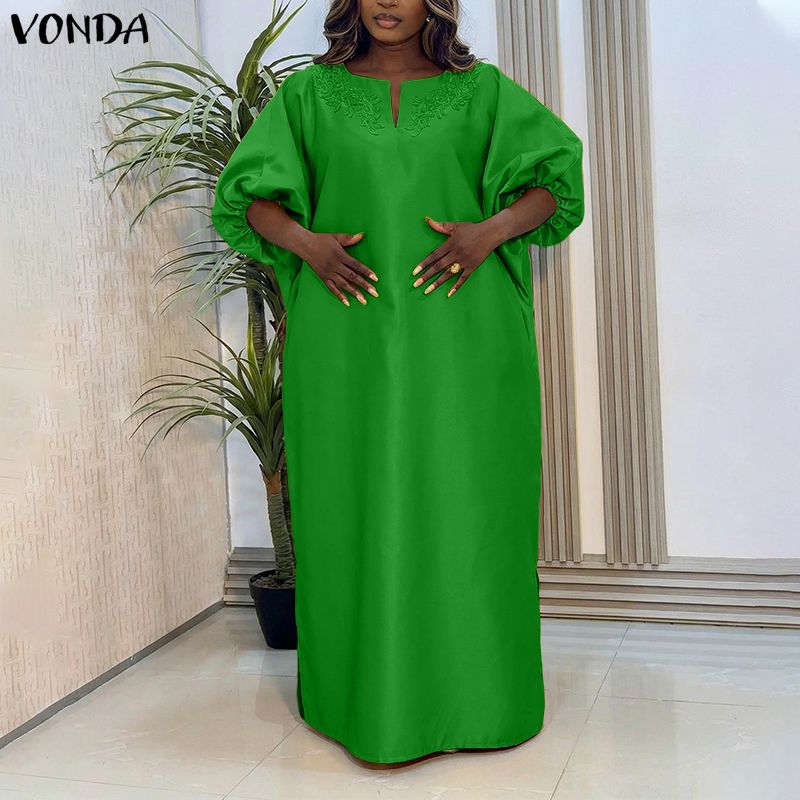 Summer Clothing For Older Women - VONDA Übergröße 5XL Blumen-Patchwork Damen Satin-Kleider