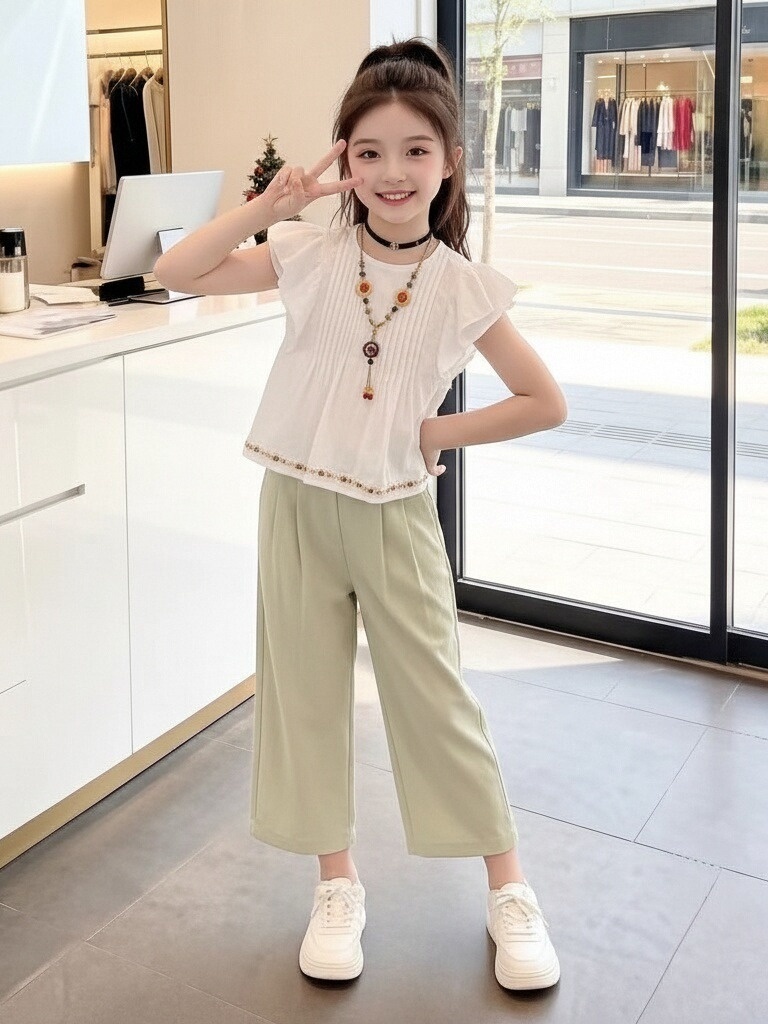Summer Clothing Girls - Mädchen Sommer Modisches Kurzarm-Shirt und Hose