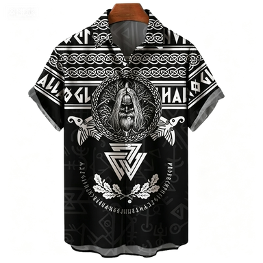 Summer Viking Clothing - 2026 Modisches Wikinger-Symbol 3D-Druck Herrenhemd Sommer