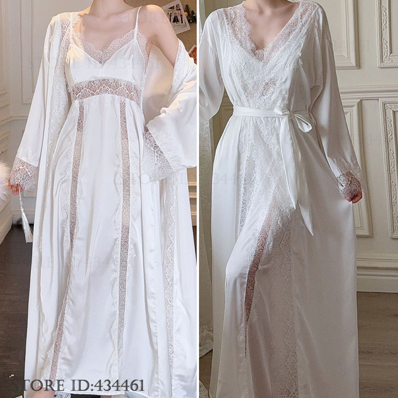 Summer Nights Clothing - Frauen Lange Twinset Robe Set Sexy