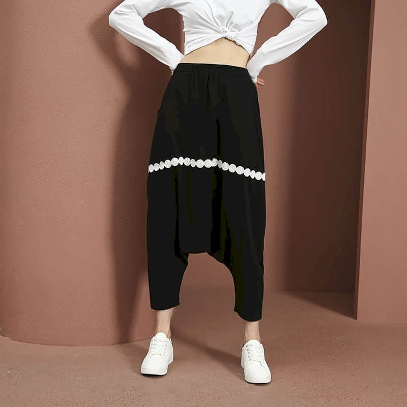 Summer Clothing Drop - Baggy-Hosen für Damen mit Elastischem Bund,