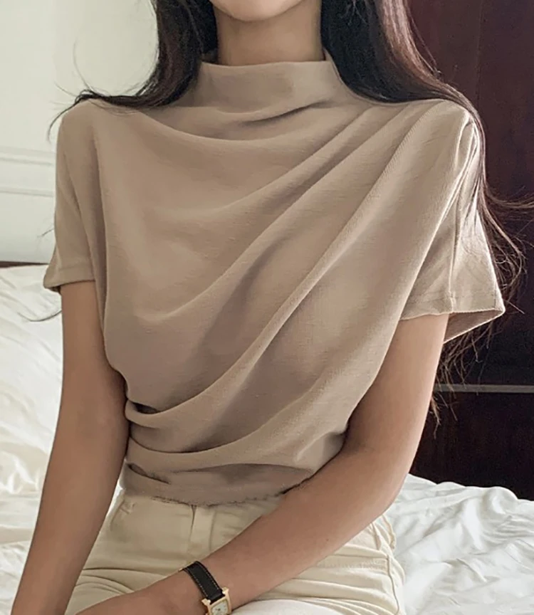 Summer Clothing Drop - Halbes Roll kragen pullover T-Shirt Frauen