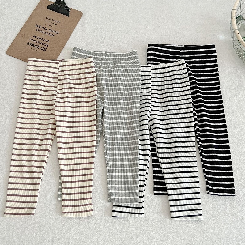 Summer Clothing Newborn - Babykleidung 0-6 Jahre Kinderhosen Gestreifte Baumwoll-Leggings
