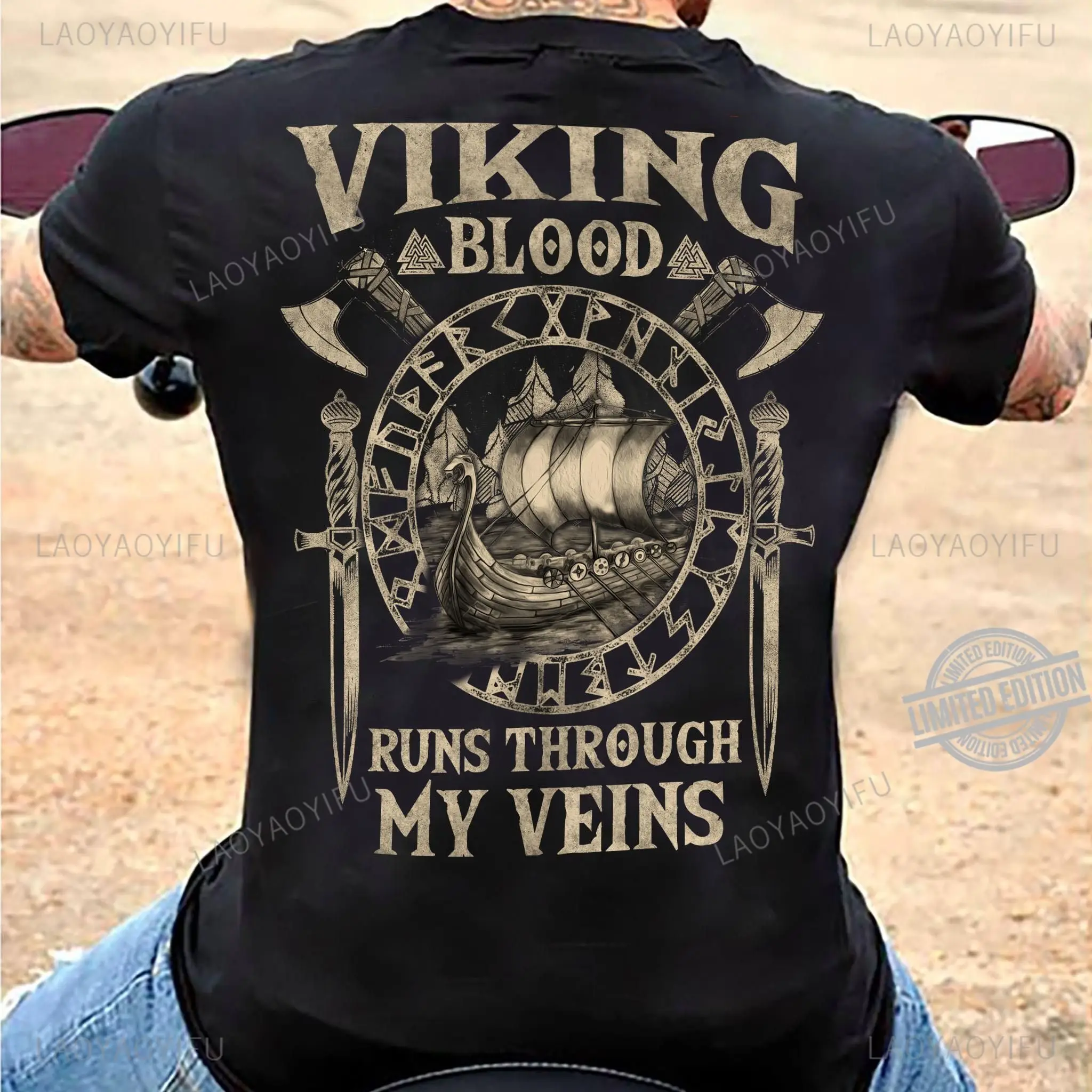 Summer Viking Clothing - Viking Blood hochwertiges Herren-T-Shirt mit kurzen
