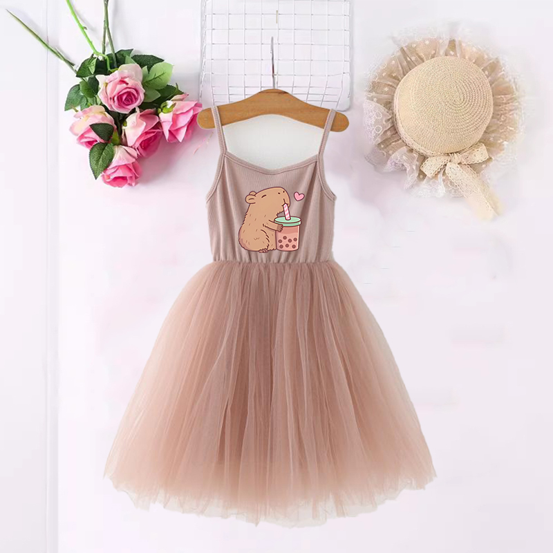 Summer Clothing Gifts - Capybara Mädchen Kleider Anime Gedruckt Nette