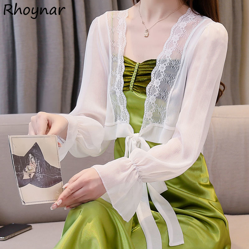 Crop Blouse Linen - Süße Blusen Frauen Flare Hülse Koreanische