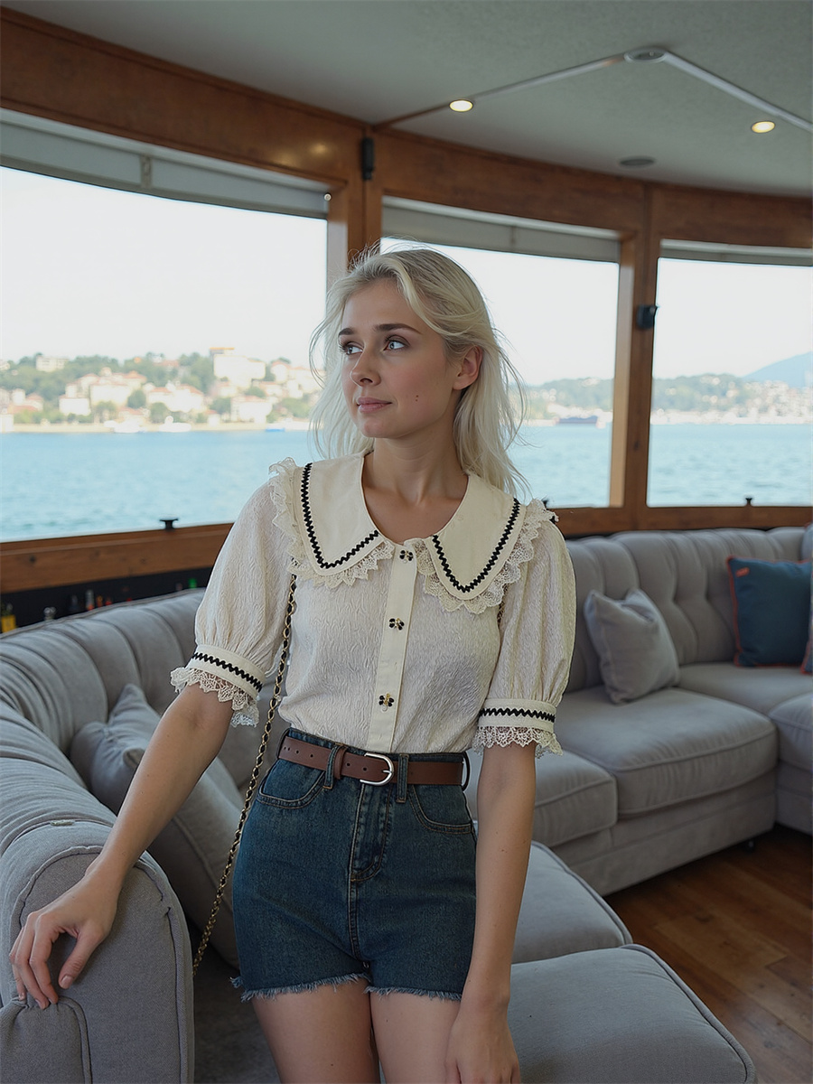 Süße Spitzenhemden Mädchen Blu – Crop Blouse Linen Bewertung und Preis