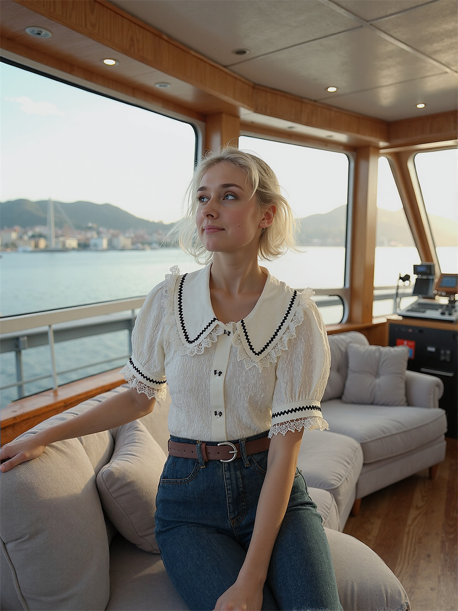 Süße Spitzenhemden Mädchen Blu – Crop Blouse Linen Bewertung und Preis
