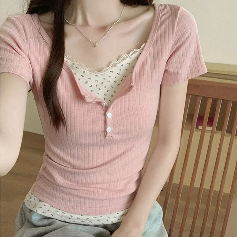 Neues Damen-T-Shirt mit Spitze – Crop Blouse Linen Bewertung und Preis