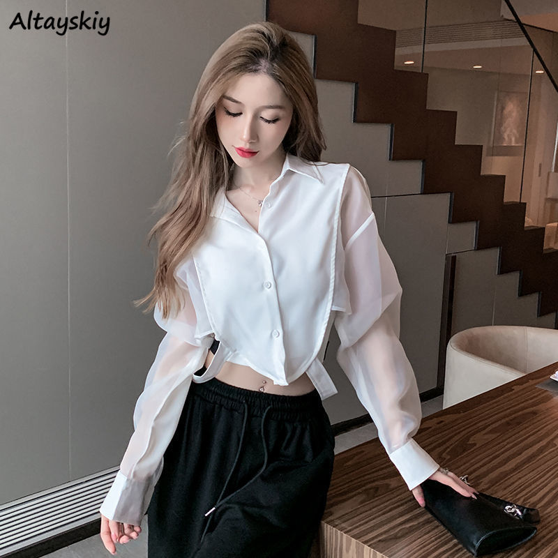 Hemden Frauen Retro Chic Patch – Crop Blouse Linen Bewertung und Preis