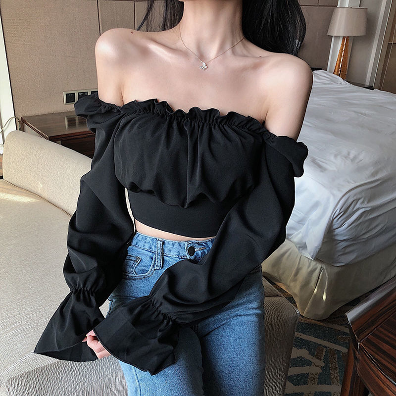 Blusen Frauen Schwarz Puff Sle – Crop Blouse Linen Bewertung und Preis