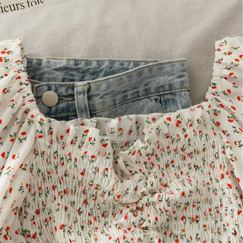 Blusen Shirts Frauen Floral Ko – Crop Blouse Linen Bewertung und Preis