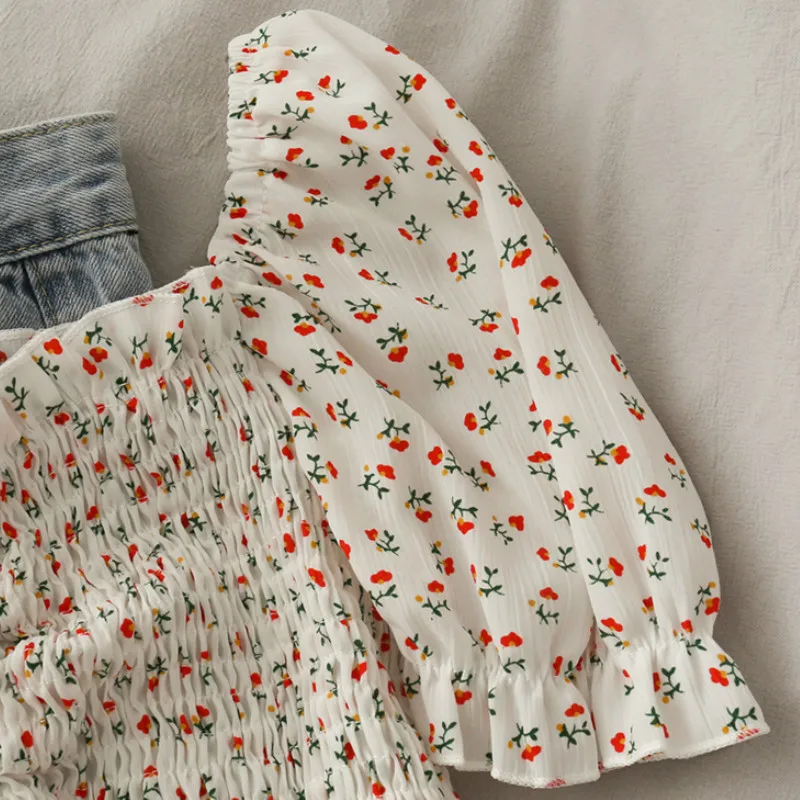 Blusen Shirts Frauen Floral Ko – Crop Blouse Linen Bewertung und Preis