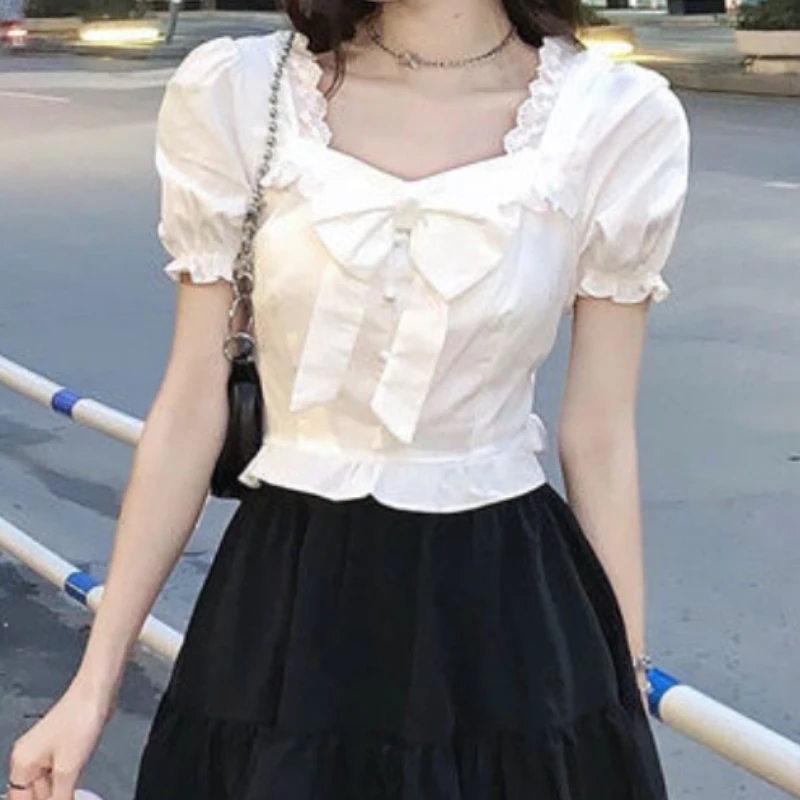 White Blouses Women Bow Design – Crop Blouse Linen Bewertung und Preis