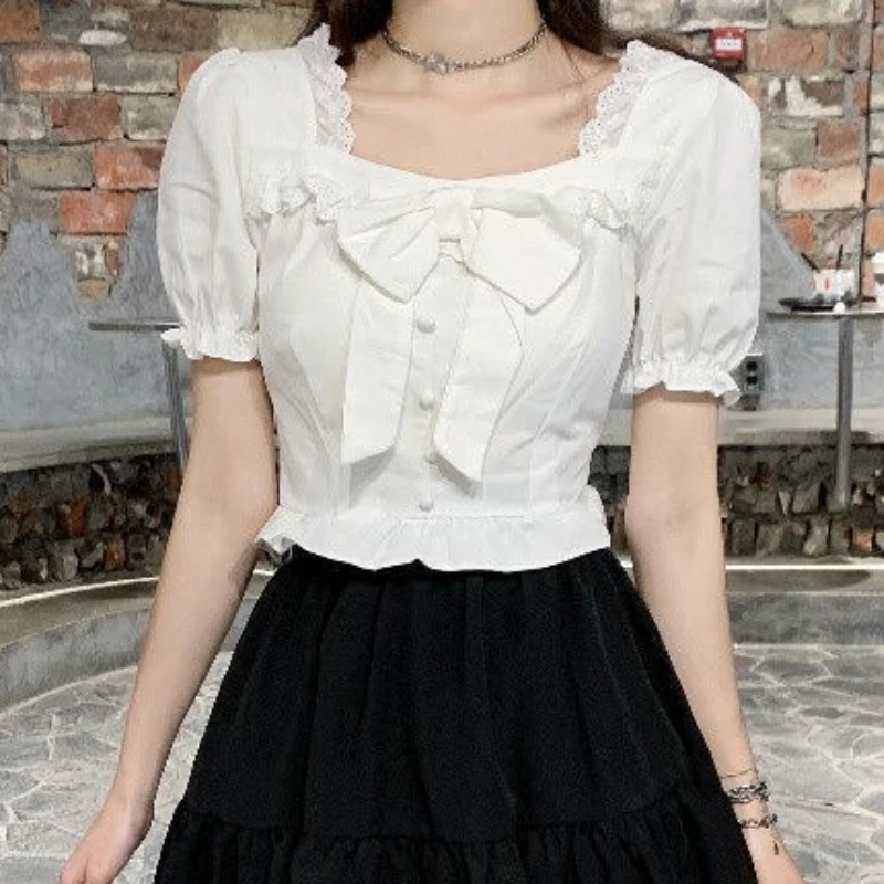 White Blouses Women Bow Design – Crop Blouse Linen Bewertung und Preis