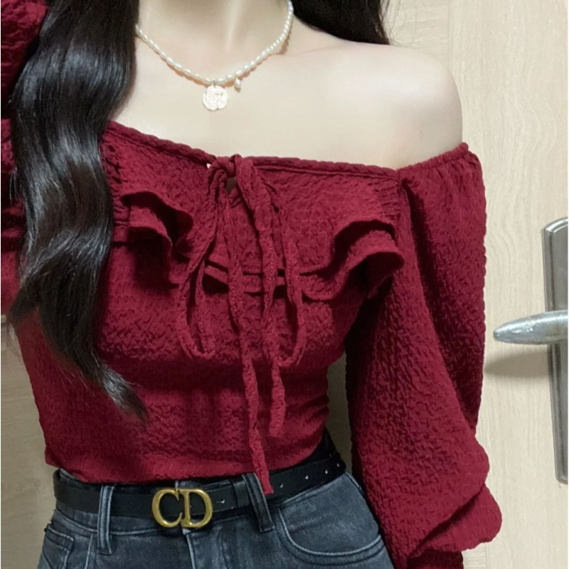 Rote Blusen Lace Up Casual Vin – Crop Blouse Linen Bewertung und Preis