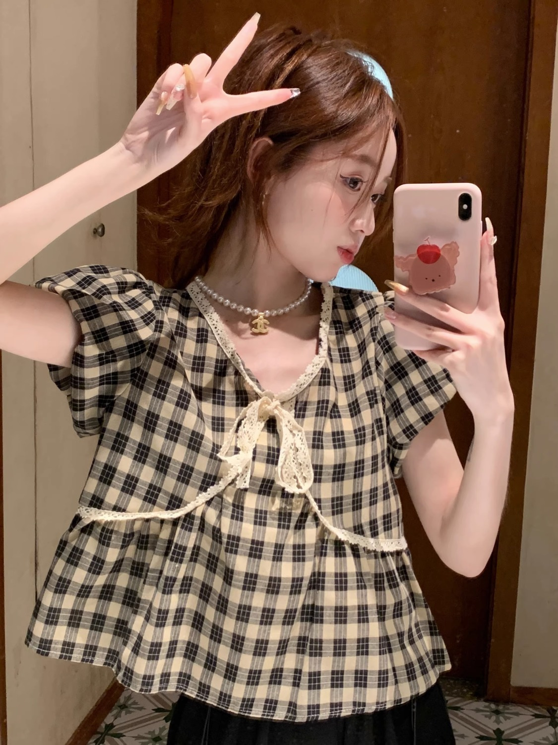 Blusen Frauen Plaid Vintage li – Crop Blouse Linen Bewertung und Preis