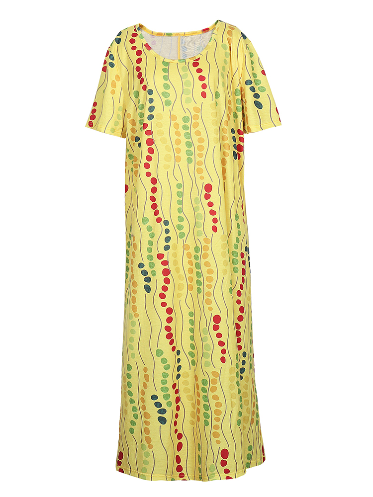 Gelbes bedrucktes Midikleid in – Summer Clothing For Older Women Bewertung und Preis