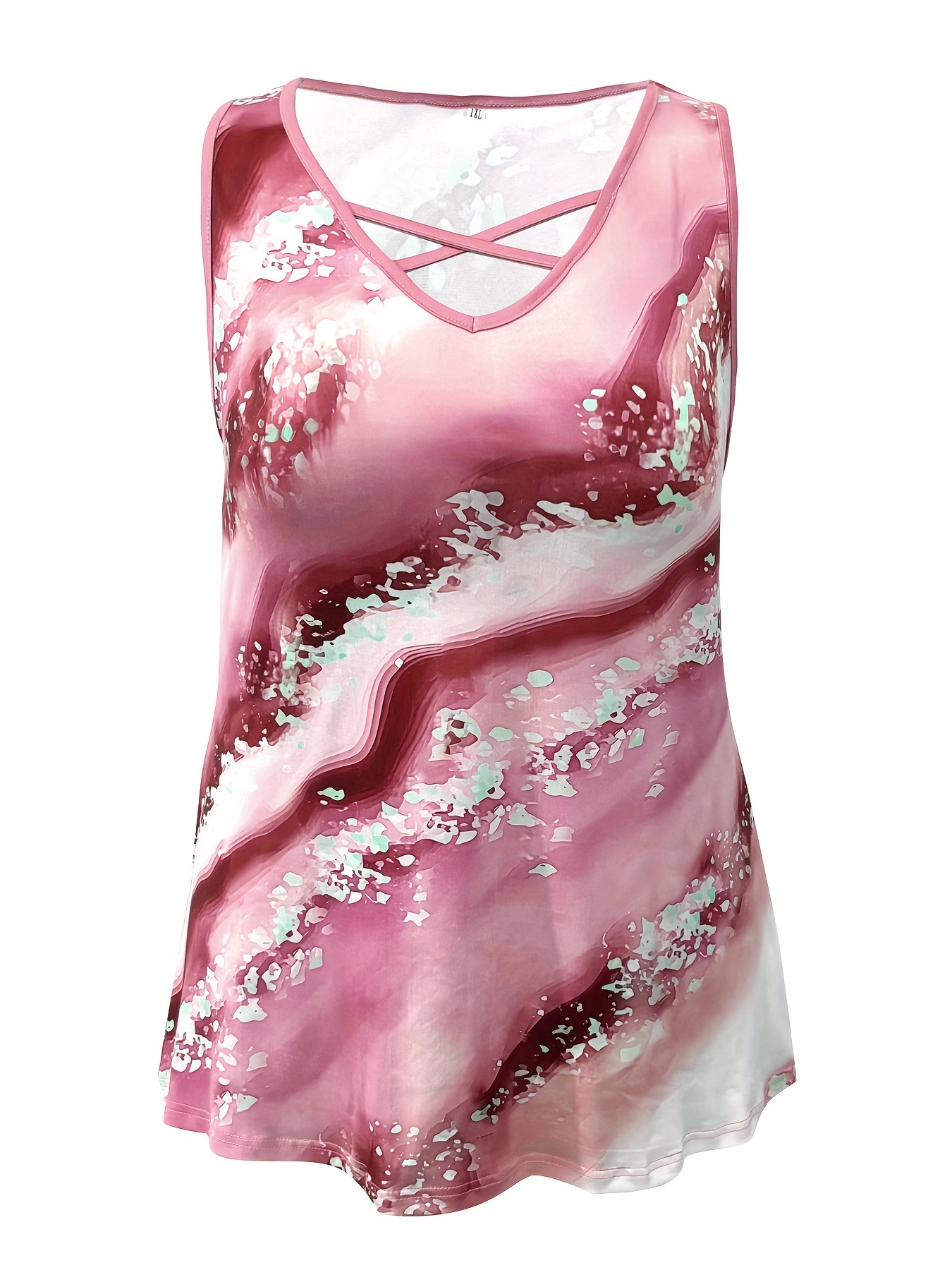 Plus Size Marmor Print Tank To – Summer Clothing Plus Bewertung und Preis
