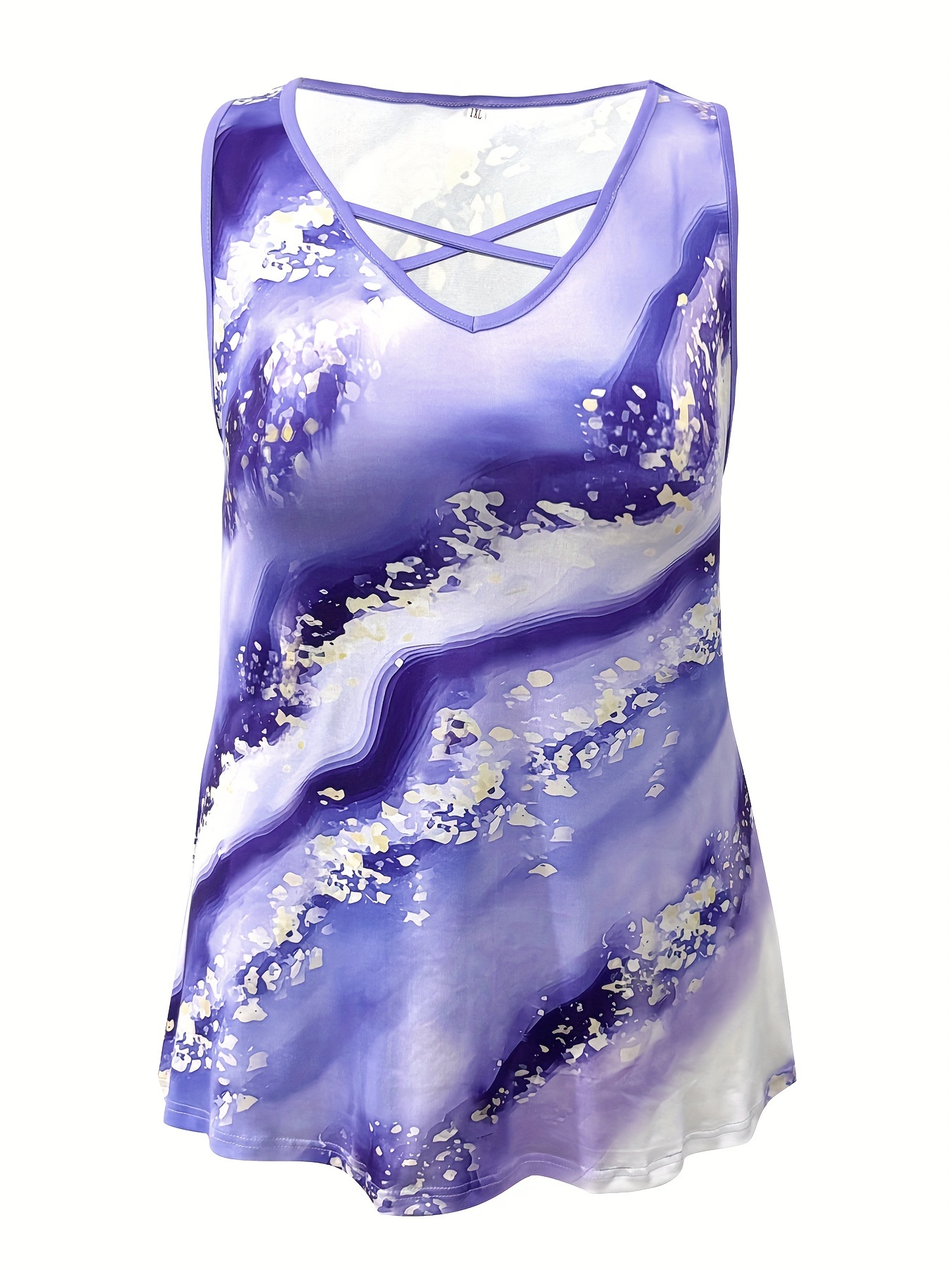 Plus Size Marmor Print Tank To – Summer Clothing Plus Bewertung und Preis